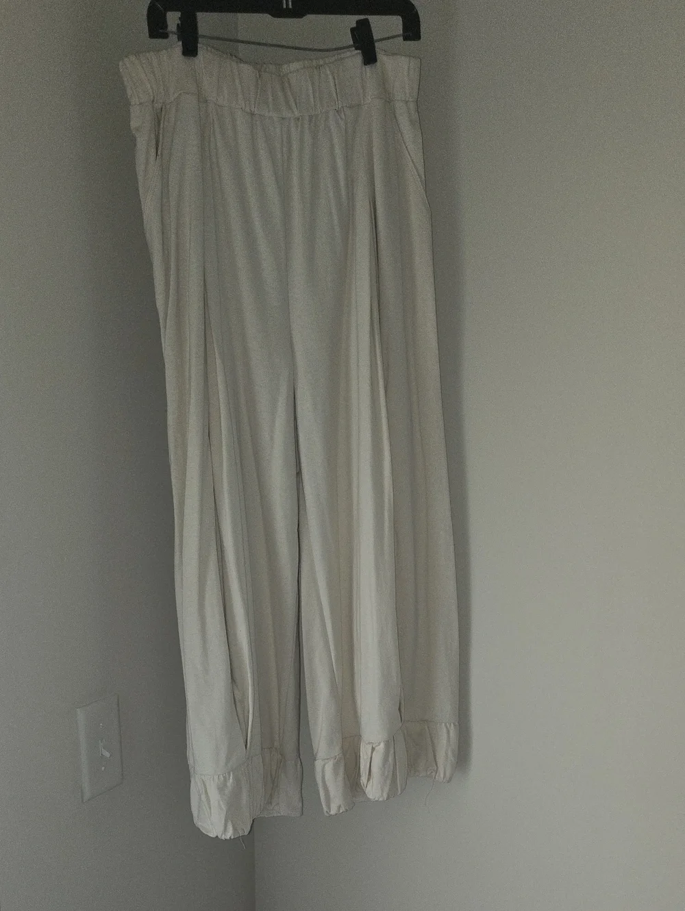 Free People Cream Wide-Leg Paperbag Waist Pants